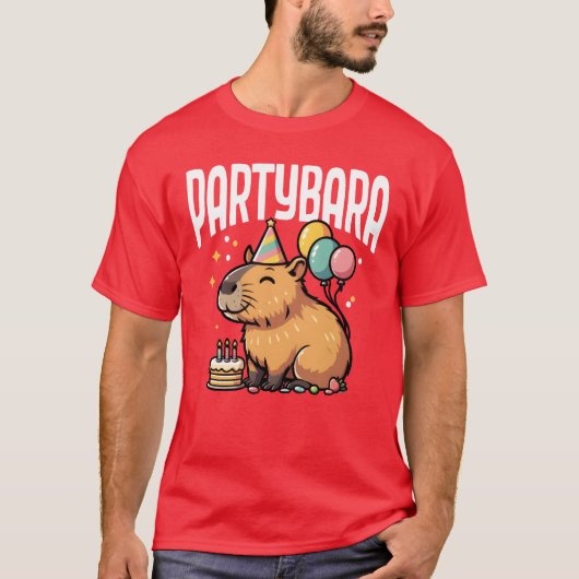 Partybara Grappige Capybara Verjaardagsfeest Dier T-shirt (Voorkant)