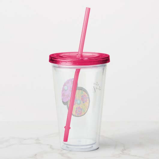 Partycocktail paraplu gepersonaliseerd acryl drinkbeker (Achterkant)