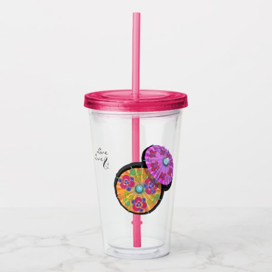 Partycocktail paraplu gepersonaliseerd acryl drinkbeker (Voorkant)