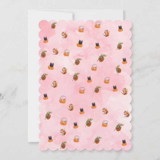 Partydieren Halloween Theme in Roze Verjaardag Kaart (Achterkant)