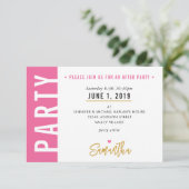PARTYKAART leuk roze witte harten goud RSVP Kaartje (Staand voorkant)