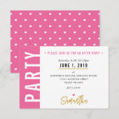 PARTYKAART leuk roze witte harten goud RSVP Kaartje (Voorkant / Achterkant)