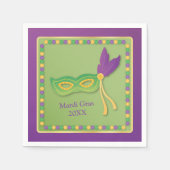 Partymasker en kralen Mardi Gras Papieren servette Servetten (Voorkant)