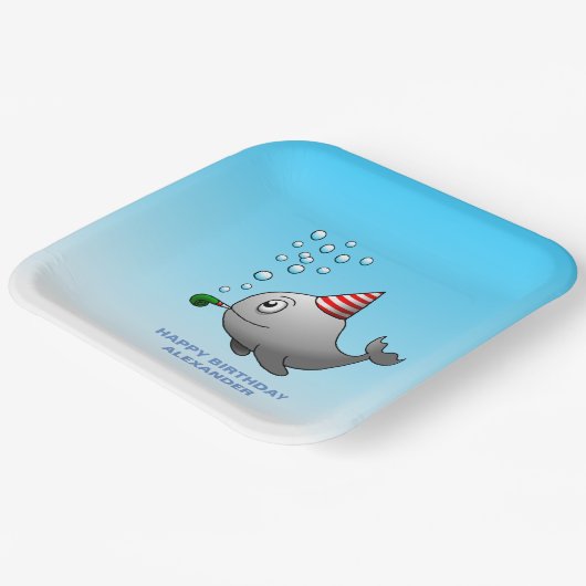 partyready walvis papieren bordje (Gebogen)