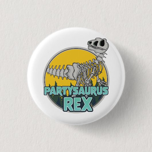 Partysaurus Rex Ronde Button 3,2 Cm (Voorkant)