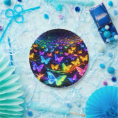 Partyteller Neon Schmetterlingsmotiv Papieren Bordje (Feest)