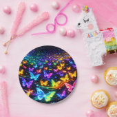 Partyteller Neon Schmetterlingsmotiv Papieren Bordje (Feest)