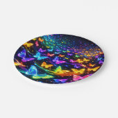 Partyteller Neon Schmetterlingsmotiv Papieren Bordje (Gekanteld)