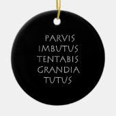 Parvis imbutus tentabis grandia tutus keramisch ornament (Voorkant)
