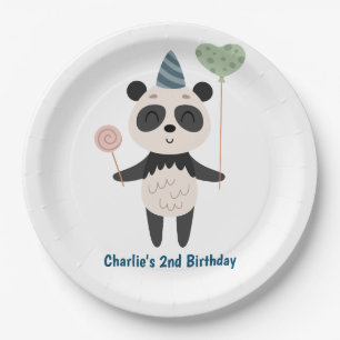 Pary animal, Panda met ballonnen en party pet Papieren Bordje