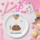 Pary animal, Turtle met ballonnen en party pet Papieren Bordje (Feest)