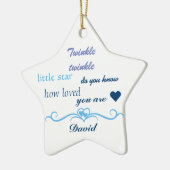 Pas aan, Baby Boy Star. Keramisch Ornament (Links)