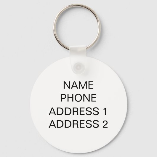 Pas aan, personaliseer het met Info van het Adres Sleutelhanger (Voorkant)