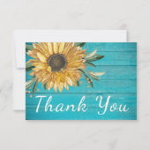 Pas Aangepast, bijtend zonnebloem Blauwgroen blauw Bedankkaart (Achterkant)