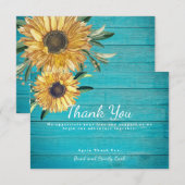 Pas Aangepast, bijtend zonnebloem Blauwgroen blauw Bedankkaart (Voorkant / Achterkant)
