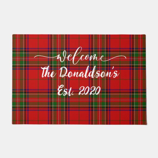 Pas achternaam Clan Stewart Tartan Welkom Home Deurmat (Voorkant)