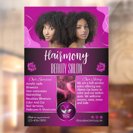 Pas Afrikaans-Amerikaanse Beauty Salon Voordeur aa Raamsticker (Vel 2)