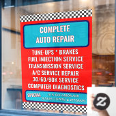 Pas Algemene Autoreparatiewerkplaats-diensten aan Raamsticker (Cafe Raam)