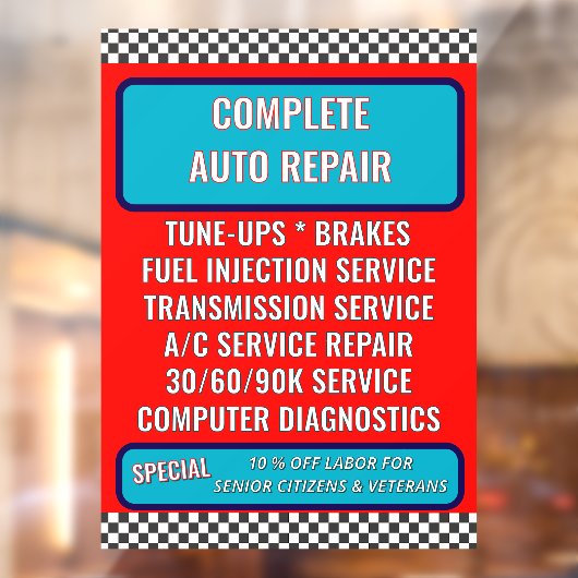 Pas Algemene Autoreparatiewerkplaats-diensten aan Raamsticker (Vel 2)