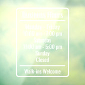 Pas Algemene Bedrijfsuren Winkelruiters aan Raamsticker (Vel 3)