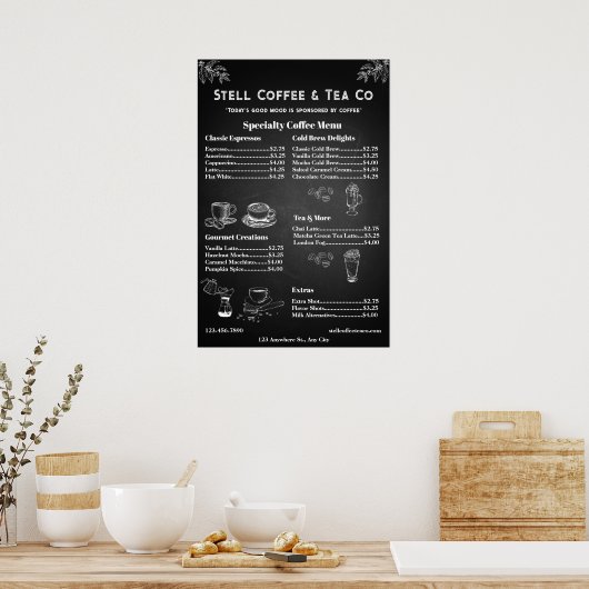 Pas algemene koffie menuprijs schoolbord aan poster (Keuken)