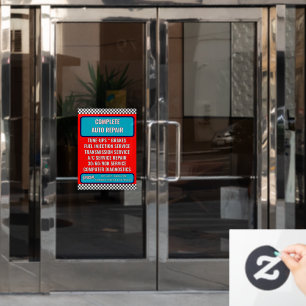 Pas algemene promotieacties voor autowerkplaatsen  raamsticker