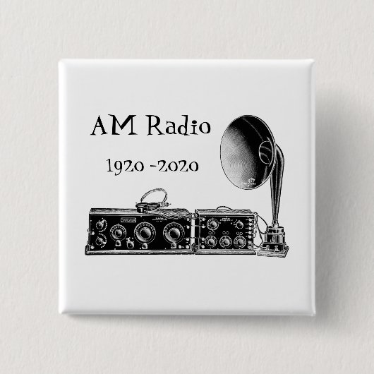 Pas AM RadioOntvanger aan Vierkante Button 5,1 Cm (Voorkant)