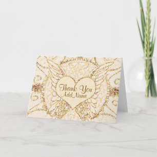 Pas Angel Wings en Heart aan Bedankkaart