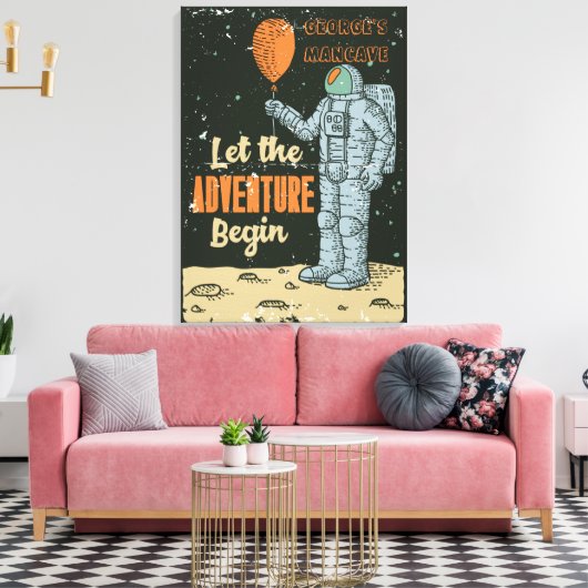 Pas Astronaut aan laat het avontuur beginnen met d Canvas Afdruk (Insitu (Woonkamer))