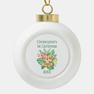 Pas baby's eerste kerstBaby tijger aan Keramische Bal Ornament