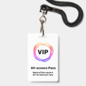pas badge vip alles toegang concert (Voorzijde met lanyard)