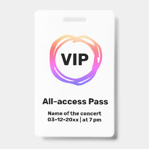 pas badge vip alles toegang concert