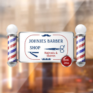 Pas Barber Pole Barber Shop Business aan Raamsticker