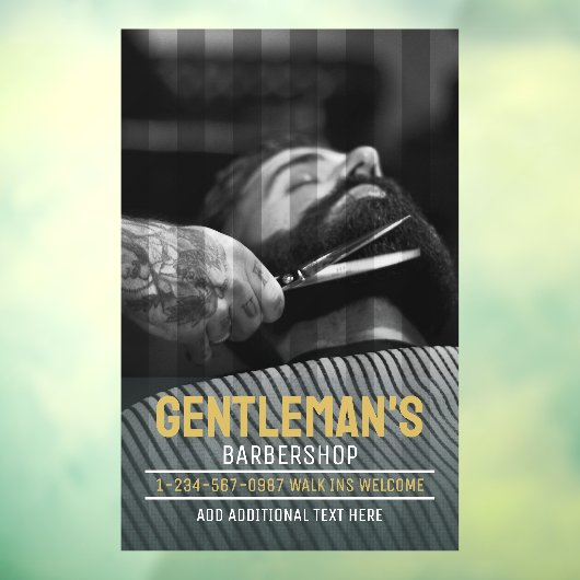 Pas Barbershop Modern Bearded Man Grafisch aan Raamsticker (Vel 3)