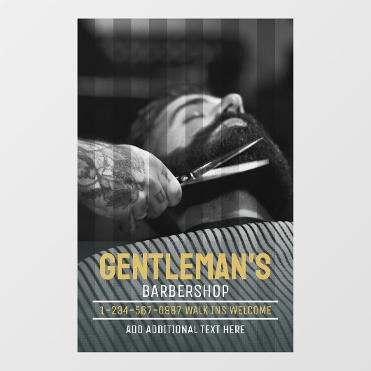 Pas Barbershop Modern Bearded Man Grafisch aan Raamsticker (Vel)