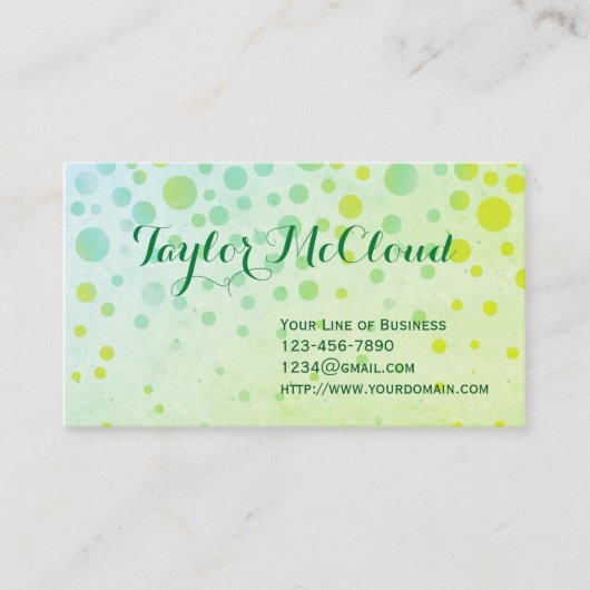 Pas beide kanten van Groene Bubbels aan Visitekaartje (Voorkant)