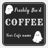 Pas bestelde zwarte koffie bedrijf Custom Sticker (Voorkant)