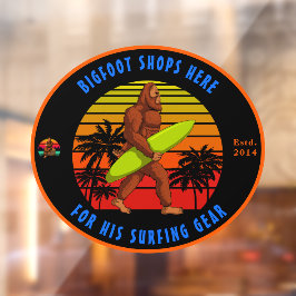 Pas Bigfoot Surfing Sporting Goods Shop aan   Raamsticker
