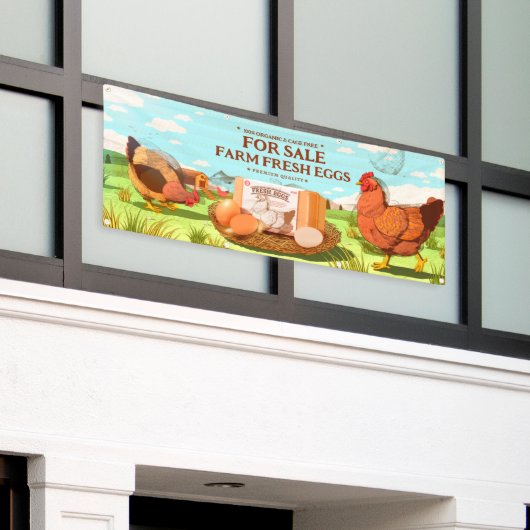 Pas biologische Boerderij Fresh Eggs Cage Free aan Spandoek (Buitenkant Gebouw)