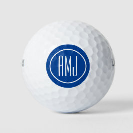 Pas blauw en wit monogram aan golfballen
