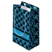 Pas Blauw en Zwart Volleybal aan Klein Cadeauzakje (Voorkant Gekanteld)