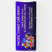 Pas Blauwe Autowas Comical Toon Zakelijk Aan Spandoek (Verticaal)