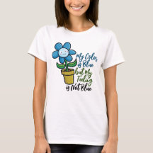 Pas Blauwe Bloem in een pot T-Shirt aan