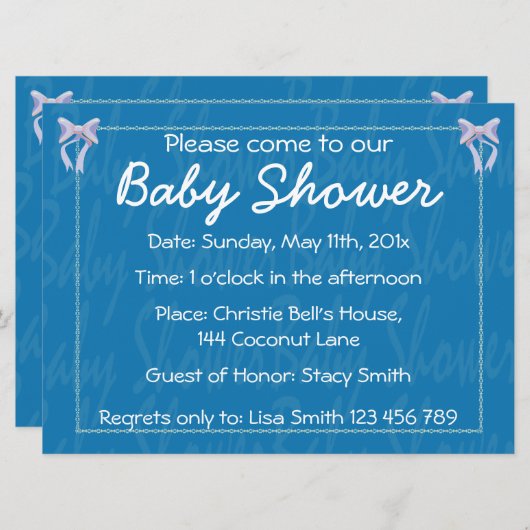 Pas Blauwe de doucheuitnodiging aan van de Jongen Kaart (Voorkant / Achterkant)