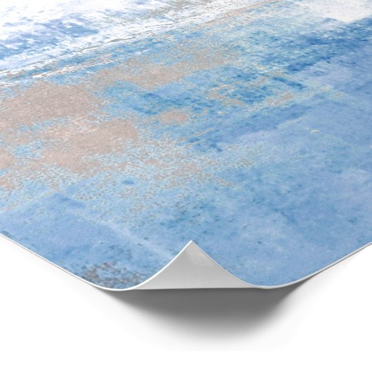 'Pas' blauwe en grijze Abstracte kunst aan Poster (Hoek)