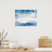 'Pas' blauwe en grijze Abstracte kunst aan Poster (Keuken)