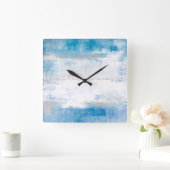 'Pas' blauwe en grijze Abstracte kunst aan Vierkante Klok (Huis)