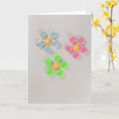 Pas blauwe, roze, groene bloemen aan kaart (Gele Bloem)