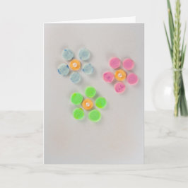 Pas blauwe, roze, groene bloemen aan kaart
