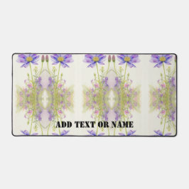 Pas bloemige kleurrijke bureaumat aan